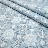 Tessuto Arredo Jacquard H 140 cm - ANCORE E TIMONI/AZZURRO