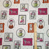 Tessuto Arredo Jacquard H 140 cm - QUADRI DI ANIMALI/POIS