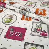 Tessuto Arredo Jacquard H 140 cm - QUADRI DI ANIMALI/POIS