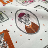 Tessuto Arredo Jacquard H 140 cm - QUADRI DI ANIMALI/POIS