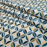 Jacquard-Möbelstoff H 140 cm – BLÄTTER UND Tupfen/SENF- UND ZUCKERPAPIER