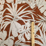 Tessuto Arredo Jacquard H 140 cm - FOGLIE FONDO RUGGINE
