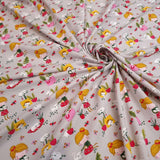 Jersey di Cotone Digital H 165 cm - BIMBA IN GIARDINO TRA FIORI E GATTI