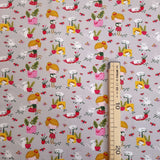 Jersey di Cotone Digital H 165 cm - BIMBA IN GIARDINO TRA FIORI E GATTI