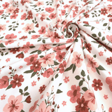Jersey di Cotone H 150 cm - FIORI ROSA ANTICO/LATTE