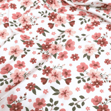 Jersey di Cotone H 150 cm - FIORI ROSA ANTICO/LATTE