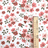 Jersey di Cotone H 150 cm - FIORI ROSA ANTICO/LATTE