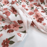 Jersey di Cotone H 150 cm - FIORI ROSA ANTICO/LATTE