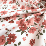 Jersey di Cotone H 150 cm - FIORI ROSA ANTICO/LATTE