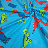 Jersey di Cotone H 150 cm - DINOSAURI/AZZURRO