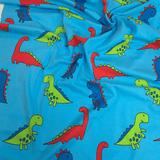 Jersey di Cotone H 150 cm - DINOSAURI/AZZURRO
