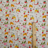 Cretonne Leggero H 160 cm - BIMBA IN GIARDINO TRA FIORI E GATTI