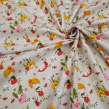 Cretonne Leggero H 160 cm - BIMBA IN GIARDINO TRA FIORI E GATTI