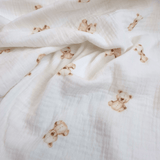 Mussola di Cotone Doppia Garza H 140 cm - ORSETTI/LATTE