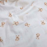 Mussola di Cotone Doppia Garza H 140 cm - ORSETTI/LATTE