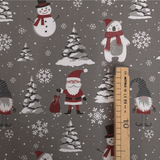 Cotone Fondo Panama Digital H 280 cm - NATALE TRA LA NEVE/GRIGIO