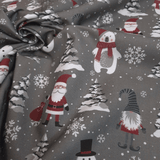 Cotone Fondo Panama Digital H 280 cm - NATALE TRA LA NEVE/GRIGIO