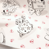 Cotone Fondo Panama H 180 cm - DALMATA E CUORICINI ROSSI