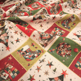 Tessuto Arredo Jacquard H 140 cm - PATCHWORK NATALIZIO/LUREX ORO