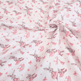 Piquet millerighe con stampa digitale H 150 cm - CONIGLIETTE BALLERINE/ROSA