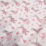 Piquet millerighe con stampa digitale H 150 cm - CONIGLIETTE BALLERINE/ROSA