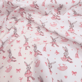 Piquet millerighe con stampa digitale H 150 cm - CONIGLIETTE BALLERINE/ROSA