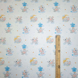 Piquet millerighe con stampa digitale H 150 cm - ELEFANTI/AZZURRO