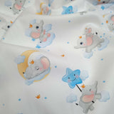 Piquet millerighe con stampa digitale H 150 cm - ELEFANTI/AZZURRO