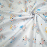 Piquet millerighe con stampa digitale H 150 cm - ELEFANTI/AZZURRO