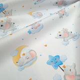 Piquet millerighe con stampa digitale H 150 cm - ELEFANTI/AZZURRO