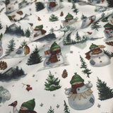 Cotone Fondo Panama Digital H 280 cm - PUPAZZI DI NEVE