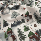 Cotone Fondo Panama Digital H 280 cm - PUPAZZI DI NEVE