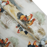 Fonds Digital Coton Panama H 160 cm - COQS ET POULES