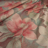 Tessuto Arredo H 210 cm - FIORI DI NATALE ROSSI/LUREX ORO