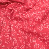 Tessuto Cotone H 150 cm - DRAGHI FONDO ROSSO