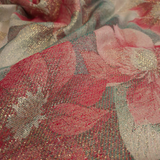 Tessuto Arredo H 210 cm - FIORI DI NATALE ROSSI/LUREX ORO