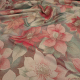 Tessuto Arredo H 210 cm - FIORI DI NATALE ROSSI/LUREX ORO