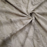 Cotone misto lino fondo grezzo H 280 cm - FOGLIE GRIGIE/TORTORA