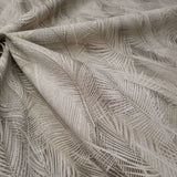 Cotone misto lino fondo grezzo H 280 cm - FOGLIE GRIGIE/TORTORA