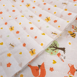 Trapuntato in tela di cotone double face H 140 cm - VOLPINE IN GIARDINO