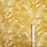 Tessuto Canvas H 140 cm - FOGLIE TROPICALI/SENAPE