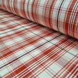 Tessuto cotone tinto in filo H 180 cm - QUADRO TEGOLA/CORALLO