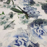 Panama Digital Fund Cotton - PIVOINES BLEUES - coupe minimum ou multiples de 25 x 280 cm