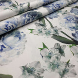 Panama Digital Fund Cotton - PIVOINES BLEUES - coupe minimum ou multiples de 25 x 280 cm