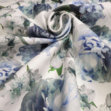 Panama Digital Fund Cotton - PIVOINES BLEUES - coupe minimum ou multiples de 25 x 280 cm
