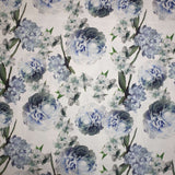 Panama Digital Fund Cotton - PIVOINES BLEUES - coupe minimum ou multiples de 25 x 280 cm