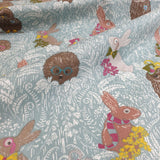 Baumwollstoff - KANINCHEN, EULEN UND IGEL H 140 cm