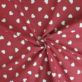 Coton Enfant - COEURS BLANCS/ROUGE FONCÉ - coupe minimum ou multiples de 25 x 290 cm
