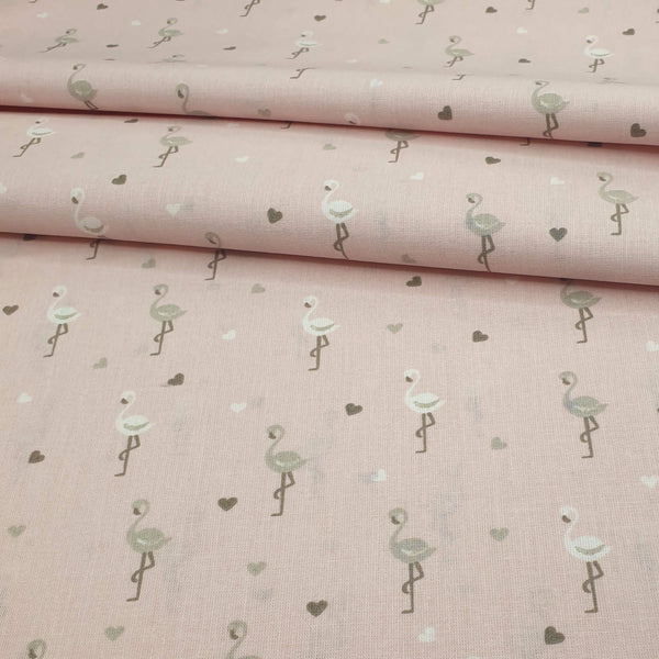 Cotone Percallino "Collezione Baby Flamingo" H 290 cm - FENICOTTERI FONDO ROSA