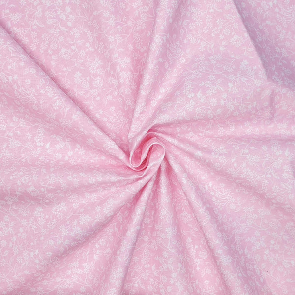 Cotone Fantasia - FIORI ROSA BABY - taglio minimo o multipli da 25 x 290 cm